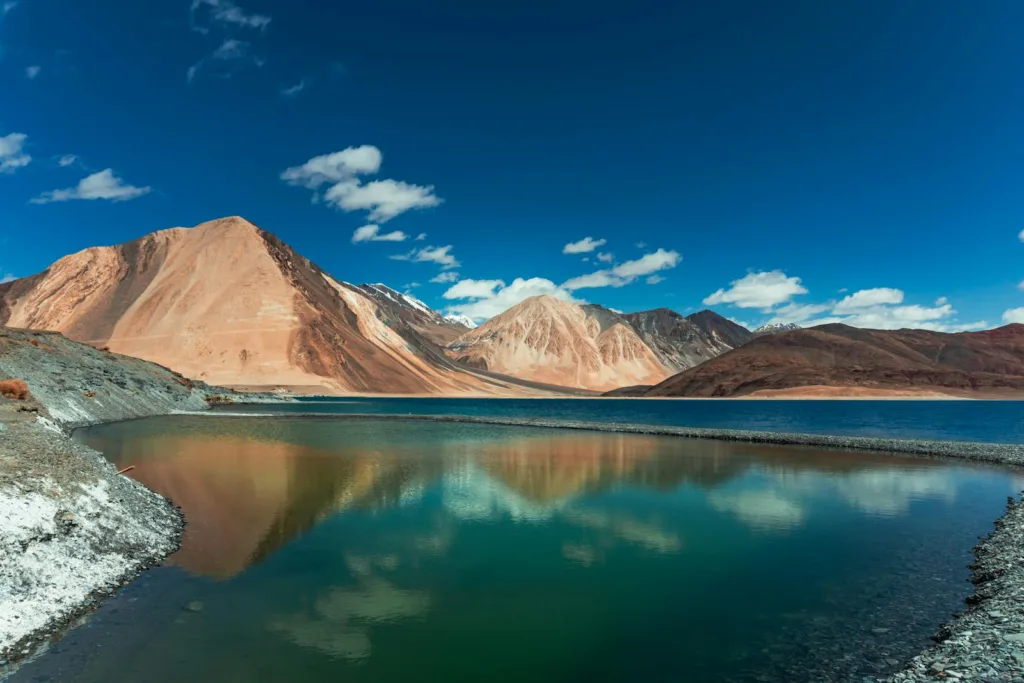 A Lake Near the Mountains Under the Blue Sky and White Clouds, Unique Wonders of India